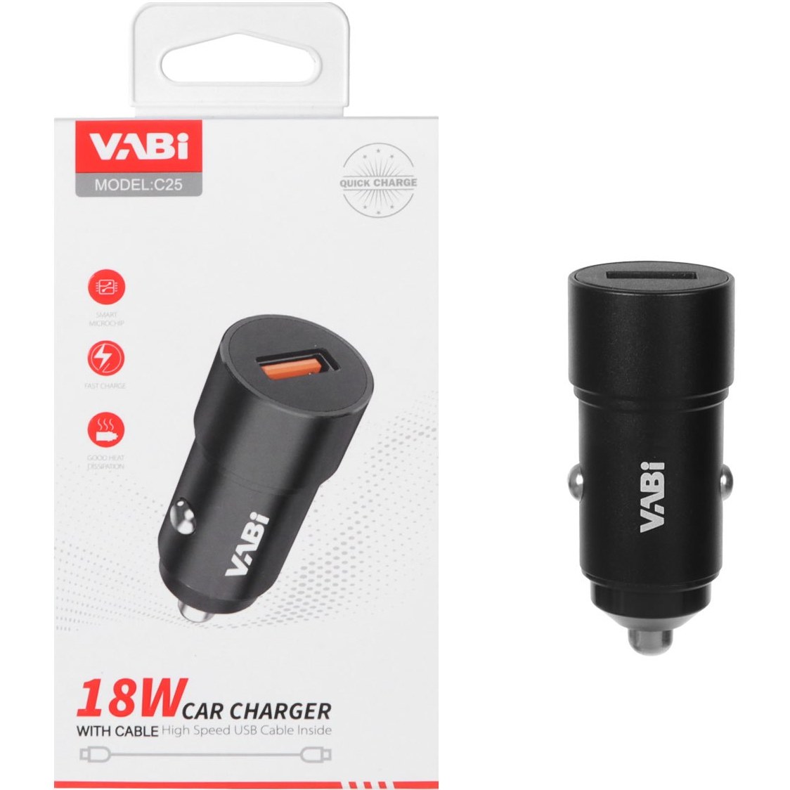 شارژر فندکی فست تک پورت VABI مدل C25 18W - مشکی