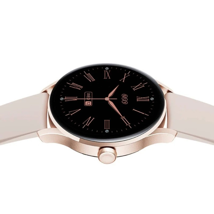 ساعت هوشمند شیائومی مدل QCY Watch Elite با بدنه رویه زینک و بند سیلیکونی