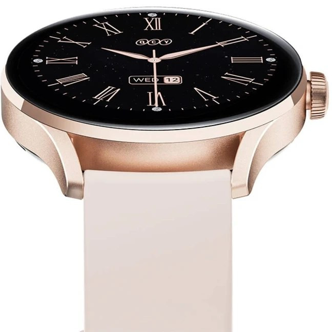 ساعت هوشمند شیائومی مدل QCY Watch Elite با بدنه رویه زینک و بند سیلیکونی