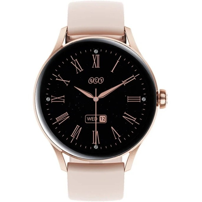 ساعت هوشمند شیائومی مدل QCY Watch Elite با بدنه رویه زینک و بند سیلیکونی