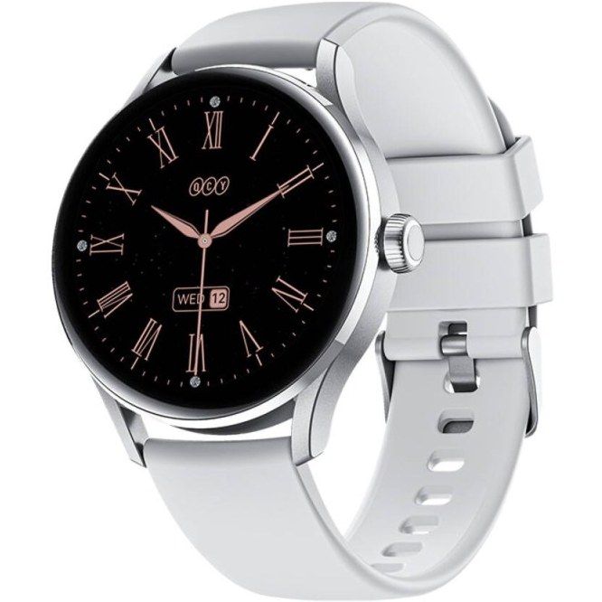 ساعت هوشمند شیائومی مدل QCY Watch Elite با بدنه رویه زینک و بند سیلیکونی